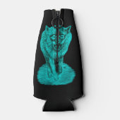 Angry Black Wolf in de nacht Flesjeskoeler (Achterkant)