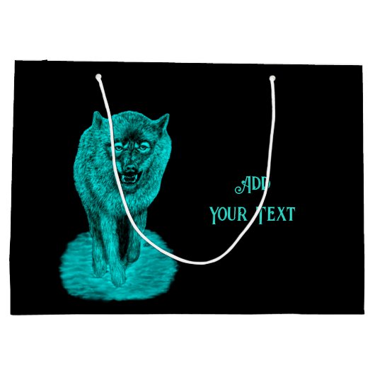 Angry Black Wolf in de nacht Groot Cadeauzakje (Achterkant)