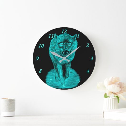 Angry Black Wolf in de nacht Grote Klok (Huis)