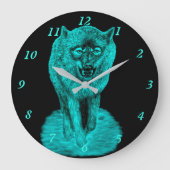 Angry Black Wolf in de nacht Grote Klok (Voorkant)