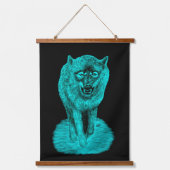 Angry Black Wolf in de nacht Hangend Wandkleed (Voorkant)