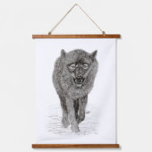 Angry Black Wolf in de nacht Hangend Wandkleed (Voorkant 2)