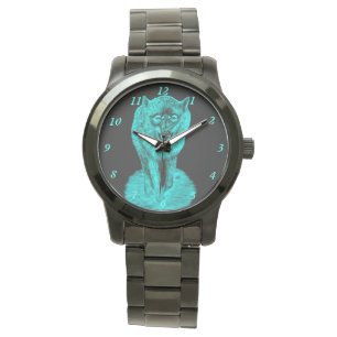 Angry Black Wolf in de nacht Horloge
