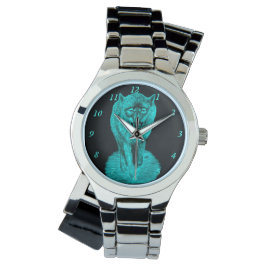 Angry Black Wolf in de nacht Horloge