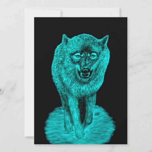 Angry Black Wolf in de nacht Kaart (Voorkant)