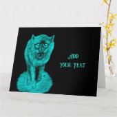 Angry Black Wolf in de nacht Kaart (Gele Bloem)