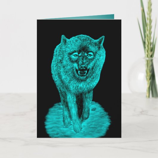 Angry Black Wolf in de nacht Kaart (Voorkant)