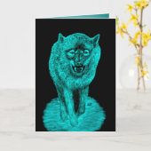 Angry Black Wolf in de nacht Kaart (Gele Bloem)