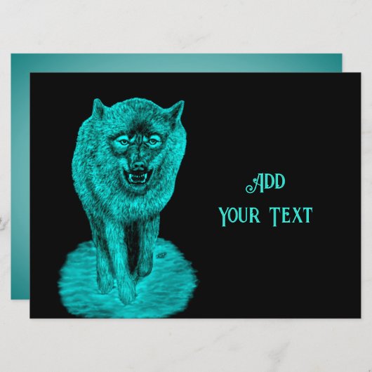 Angry Black Wolf in de nacht Kaart (Voorkant / Achterkant)