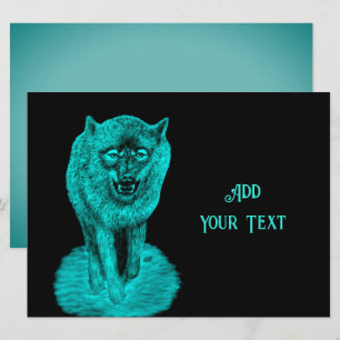 Angry Black Wolf in de nacht Kaart