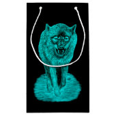 Angry Black Wolf in de nacht Klein Cadeauzakje (Achterkant)