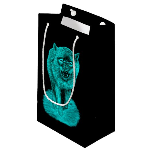 Angry Black Wolf in de nacht Klein Cadeauzakje (Voorkant Gekanteld)