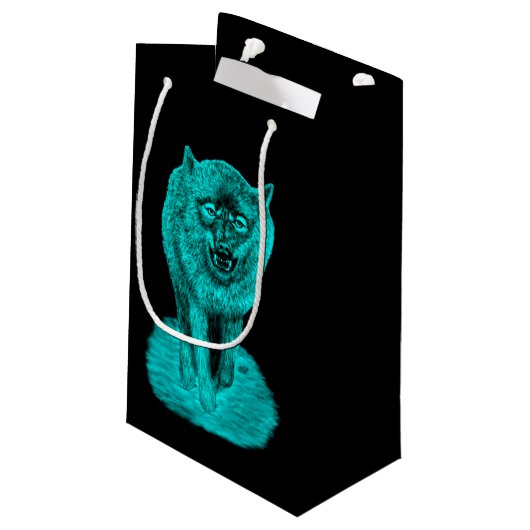 Angry Black Wolf in de nacht Klein Cadeauzakje (Achterkant Gekanteld)