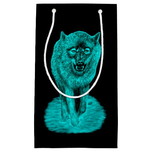 Angry Black Wolf in de nacht Klein Cadeauzakje (Voorkant)