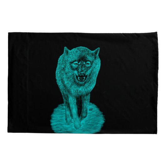 Angry Black Wolf in de nacht Kussensloop (Achterkant-Links)