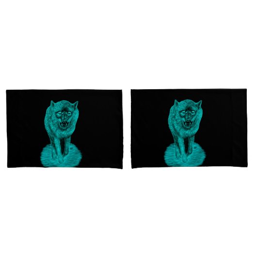 Angry Black Wolf in de nacht Kussensloop (Voorkant-Set)