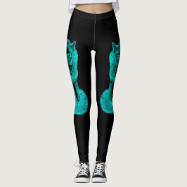 Angry Black Wolf in de nacht Leggings