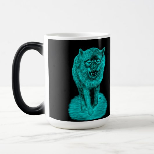 Angry Black Wolf in de nacht Magische Mok (Links)