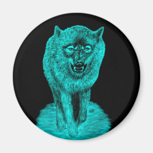 Angry Black Wolf in de nacht Magneet