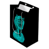 Angry Black Wolf in de nacht Medium Cadeauzakje (Voorkant Gekanteld)