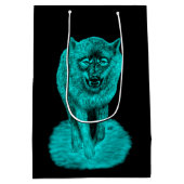 Angry Black Wolf in de nacht Medium Cadeauzakje (Achterkant)