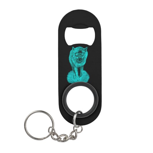 Angry Black Wolf in de nacht Mini Flessenopener (Voorkant)