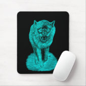 Angry Black Wolf in de nacht Muismat (Met muis)