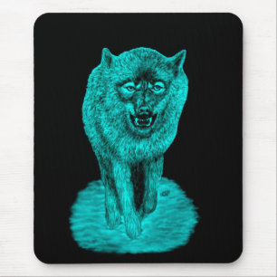 Angry Black Wolf in de nacht Muismat