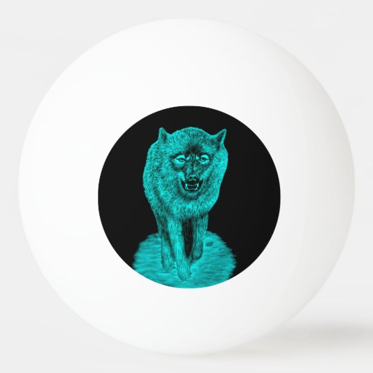 Angry Black Wolf in de nacht Pingpongbal (Voorkant)