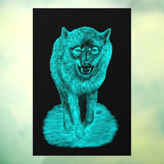 Angry Black Wolf in de nacht Raamsticker (Vel 3)