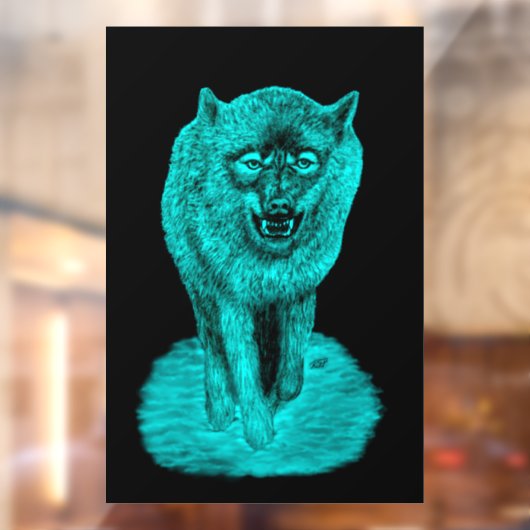 Angry Black Wolf in de nacht Raamsticker (Vel 2)