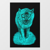 Angry Black Wolf in de nacht Raamsticker (Vel)