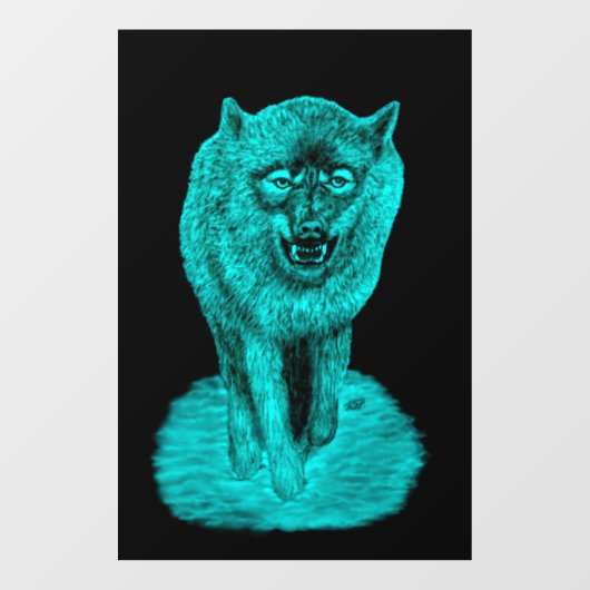 Angry Black Wolf in de nacht Raamsticker (Vel)