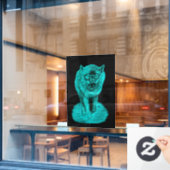 Angry Black Wolf in de nacht Raamsticker (Cafe Raam)