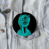 Angry Black Wolf in de nacht Ronde Button 4,0 Cm (In situ)