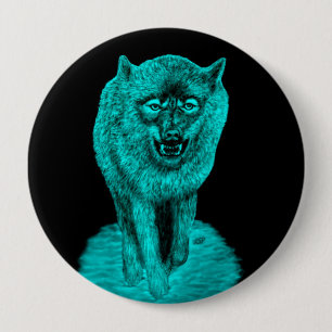 Angry Black Wolf in de nacht Ronde Button 4,0 Cm