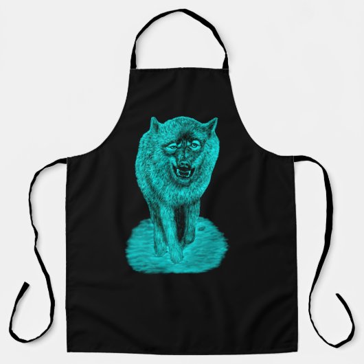 Angry Black Wolf in de nacht Schort (Voorkant)