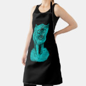 Angry Black Wolf in de nacht Schort (Insitu)