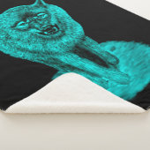 Angry Black Wolf in de nacht Sherpa Deken (3/4)