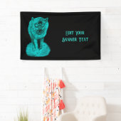 Angry Black Wolf in de nacht Spandoek (Insitu)