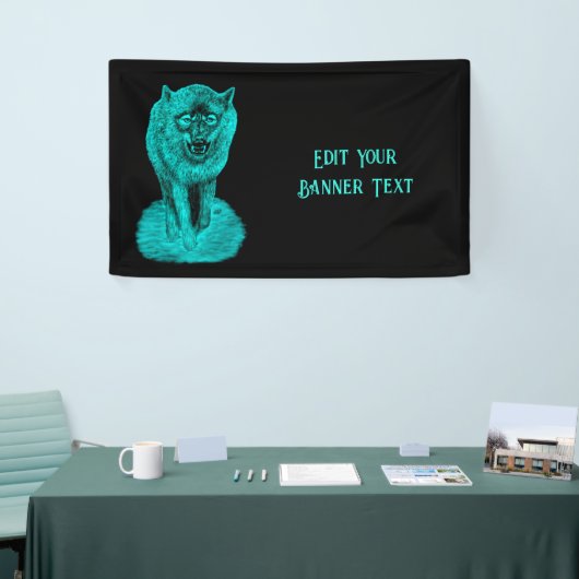 Angry Black Wolf in de nacht Spandoek (Beurs)