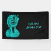 Angry Black Wolf in de nacht Spandoek (Horizontaal)