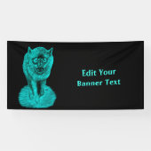 Angry Black Wolf in de nacht Spandoek (Horizontaal)