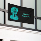 Angry Black Wolf in de nacht Spandoek (Buitenkant Gebouw)