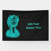 Angry Black Wolf in de nacht Spandoek (Horizontaal)
