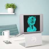 Angry Black Wolf in de nacht Sticker (Laptop op bureau)