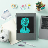 Angry Black Wolf in de nacht Sticker (iPad Cover)