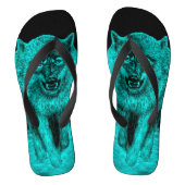 Angry Black Wolf in de nacht Teenslippers (Voetbed)