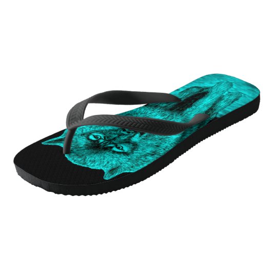 Angry Black Wolf in de nacht Teenslippers (Schuin)