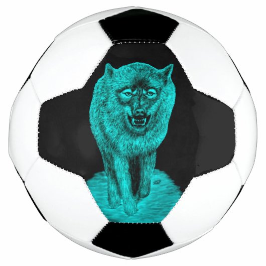 Angry Black Wolf in de nacht Voetbal (Voorkant)